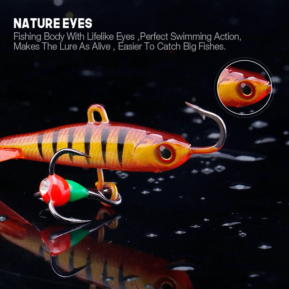 Winter Ice Fishing Jigging Lure Set with 3D Eyes