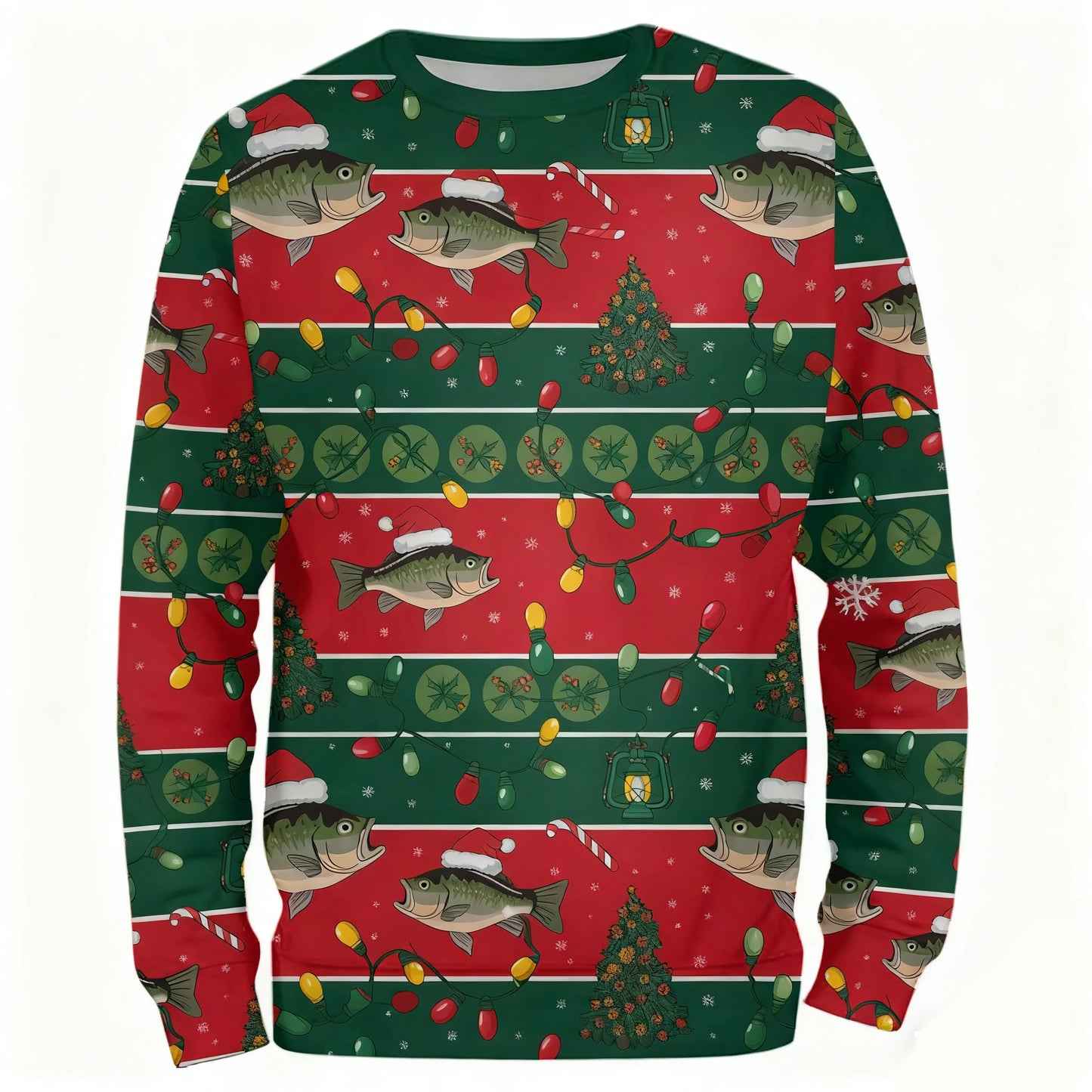 Men's 3D Christmas Fish Print Long-Sleeve Fishing Shirt - view 3