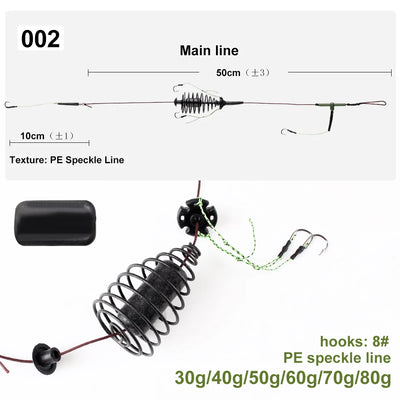 Metal Feeder Hooks with Bait Cage for Carp Fishing
