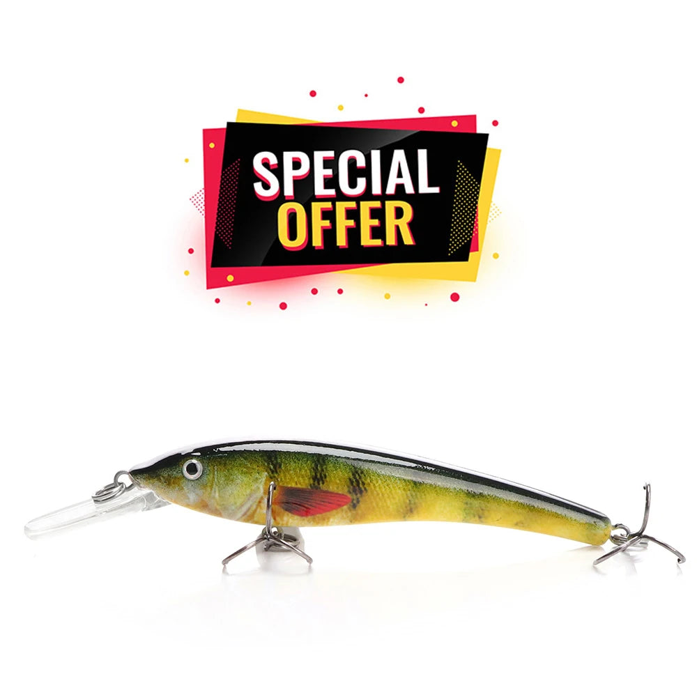 Floating Black Minnow Wobbler for Pike
