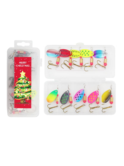 Mixed-Color Metal Spinner Bait Kit with Treble Hooks Christmas Gift