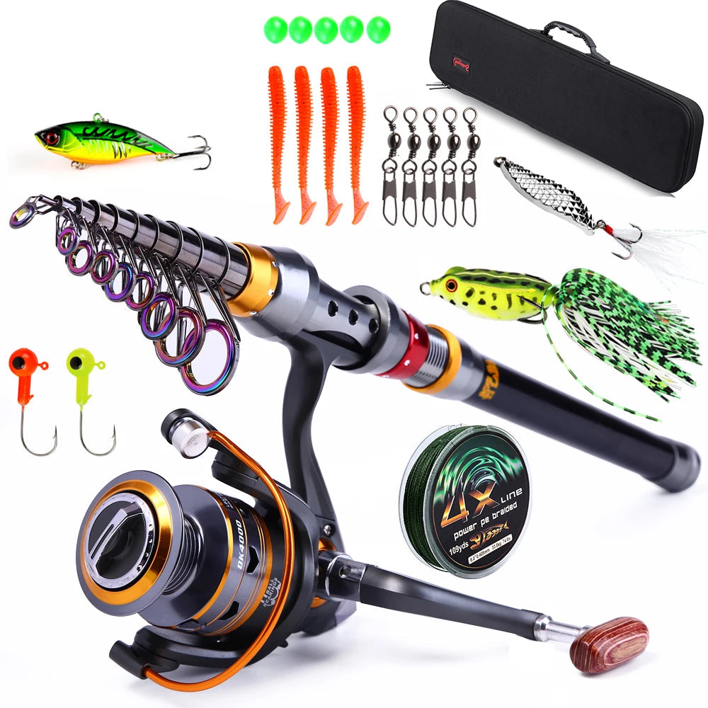 Travel Telescopic Spinning Rod and Reel Combo