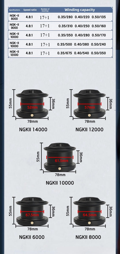 Long Cast Anti-Corrosion Fishing Reel with Metal Spool
