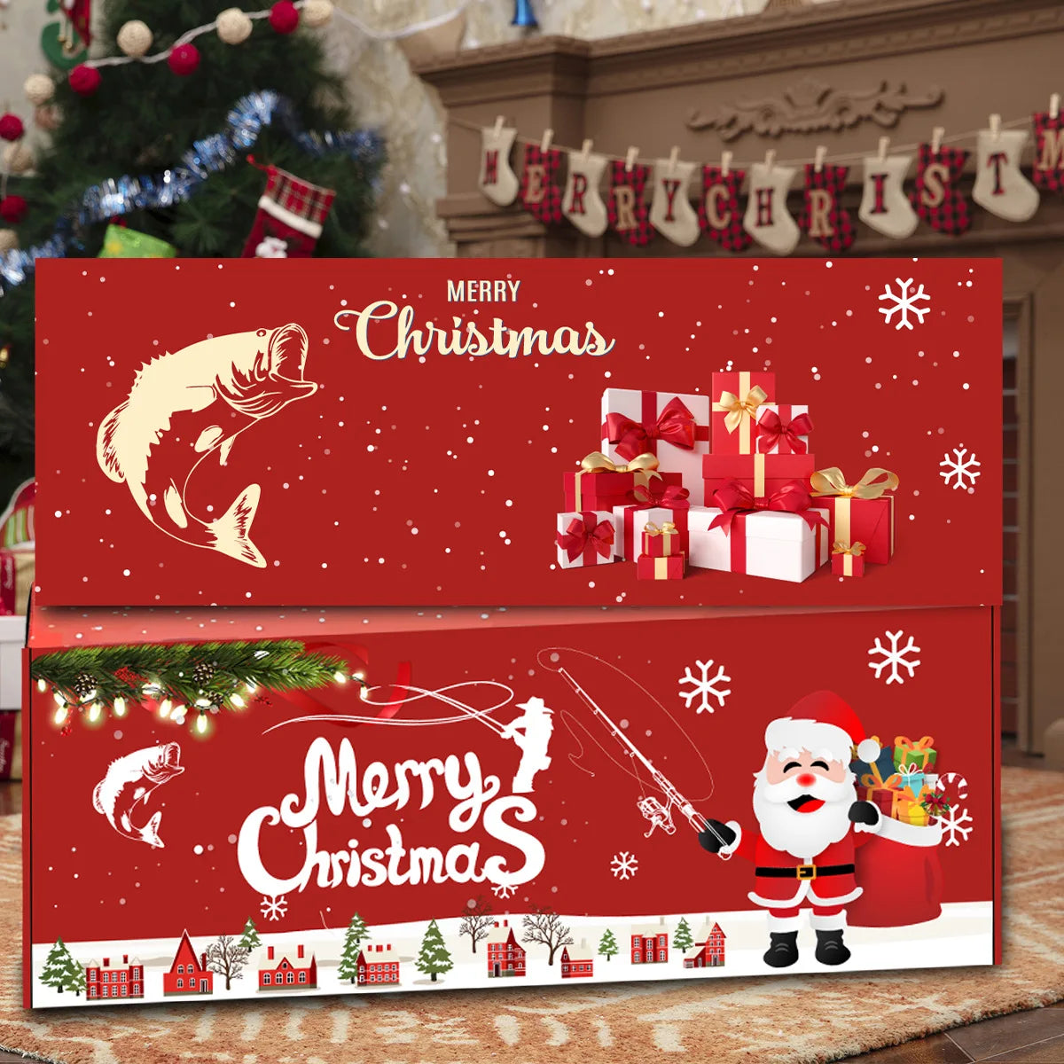 Christmas Fishing Rod and Reel Combo Lightweight Casting Tackle Set