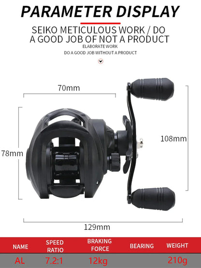 High Speed Baitcasting Reel with Magnetic Brake