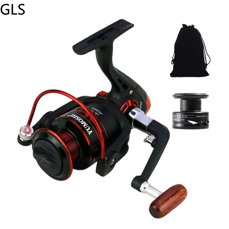 Professional Spinning Reel with Wooden Grip and Spare Spool