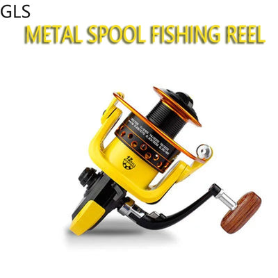 Metal Spool Spinning Reels with Wooden Handle