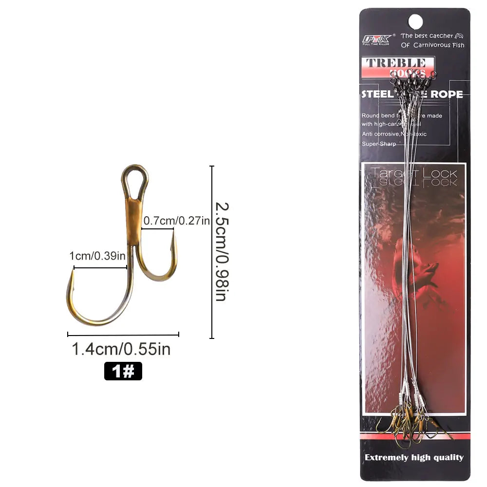 Double Barbed Hooks with Line for Carp Fishing
