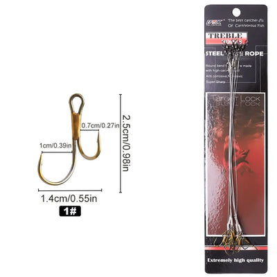 Double Barbed Hooks with Line for Carp Fishing