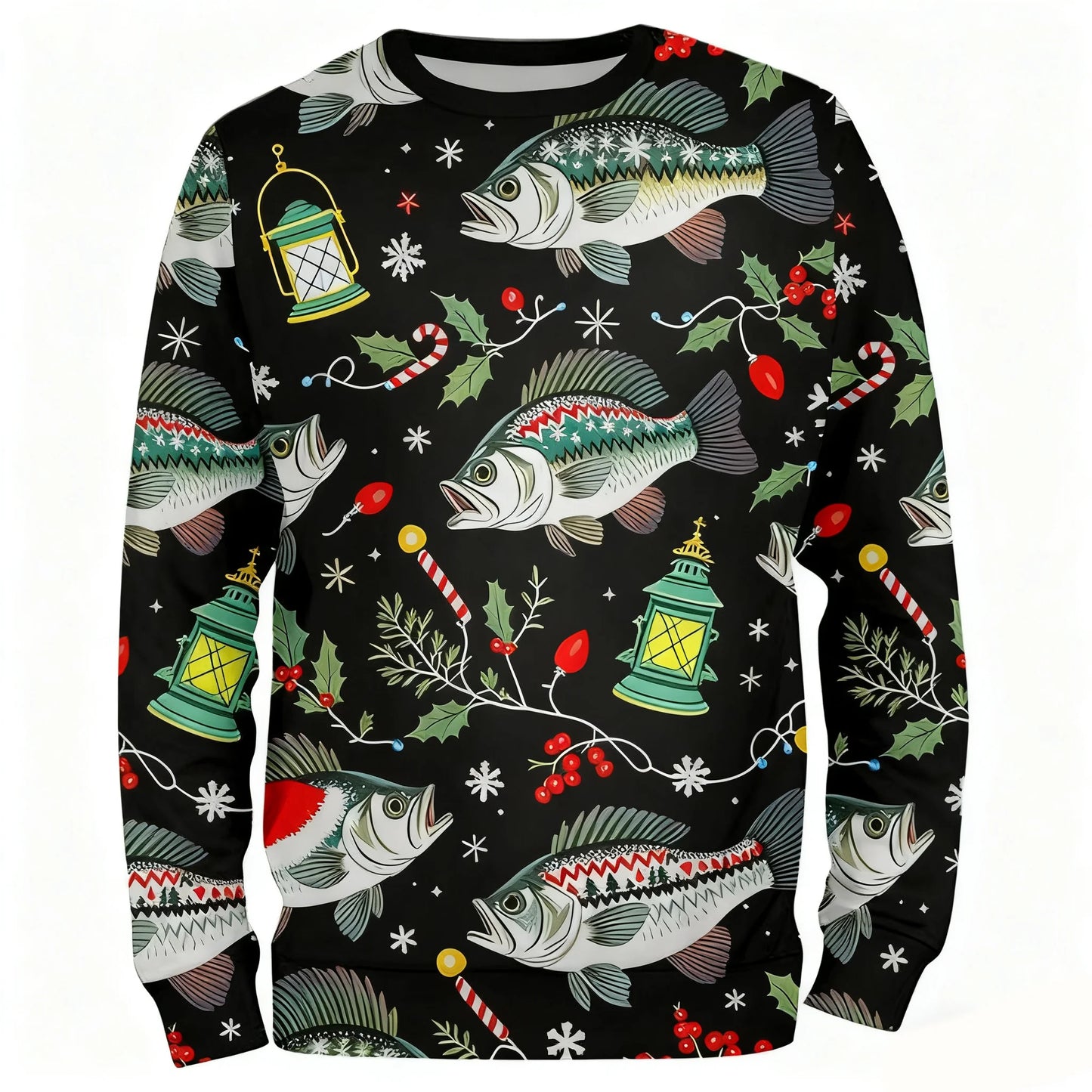 Men's 3D Christmas Fish Print Long-Sleeve Fishing Shirt - view 5
