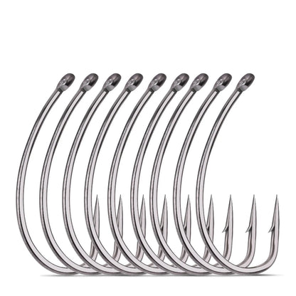 Wide Gap Barbed Hooks for Fly Tying and Salmon Bass