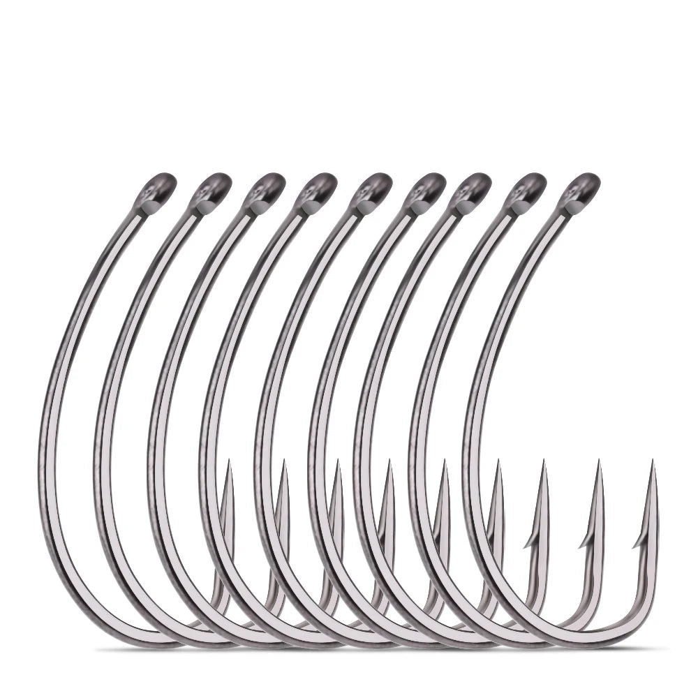 Wide Gap Barbed Hooks for Fly Tying and Salmon Bass