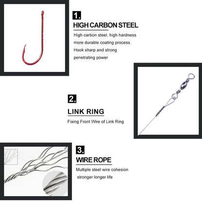 Anti Bite Steel Leader Line with Hooks and Swivels