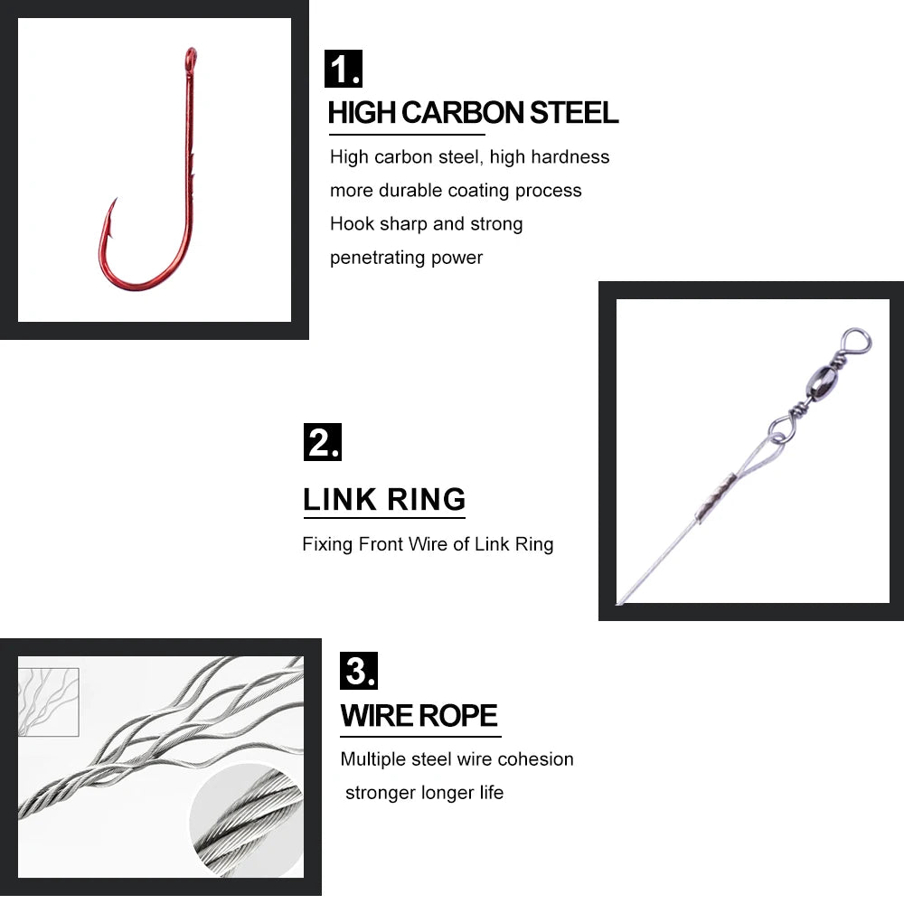 Anti Bite Steel Leader Line with Hooks and Swivels