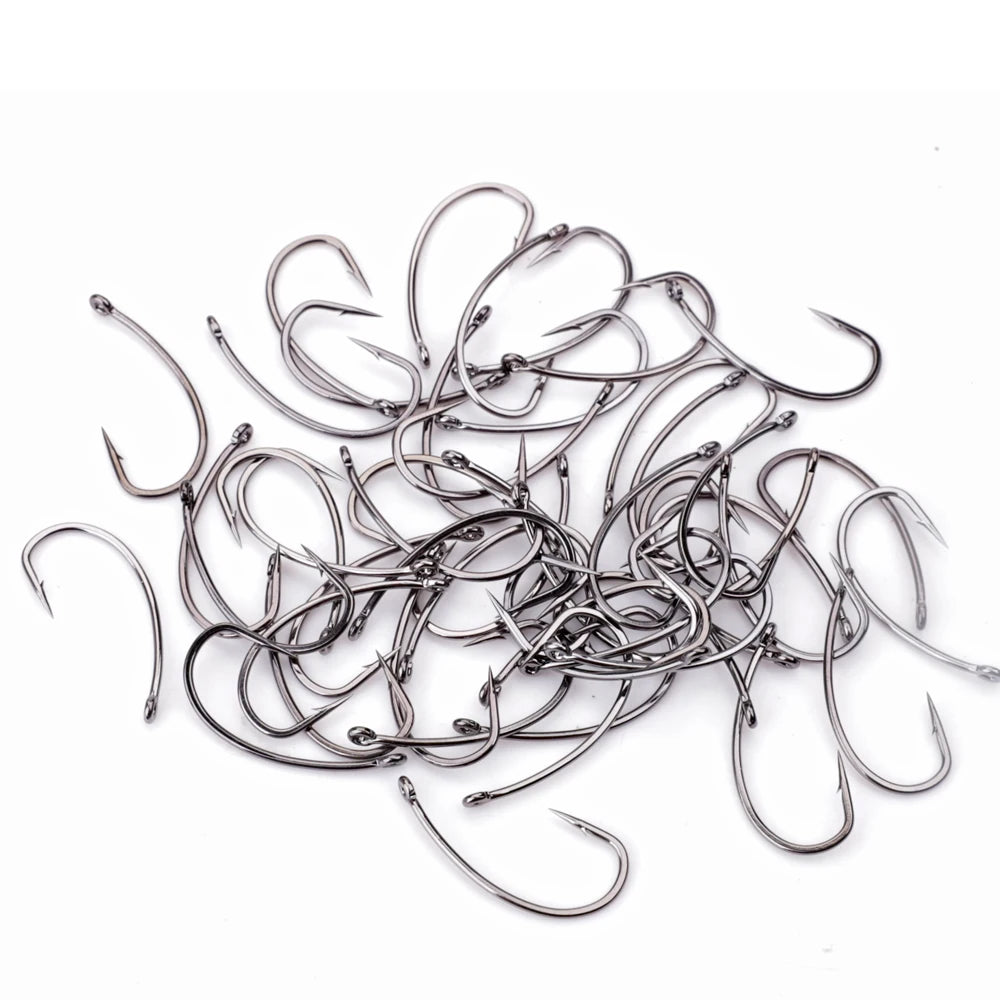 Wide Gap Barbed Hooks for Fly Tying and Salmon Bass