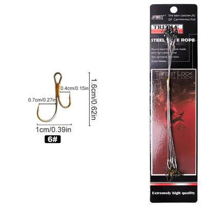 Double Barbed Hooks with Line for Carp Fishing