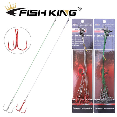 Steel Treble Hooks with Wire for Carp and Bass
