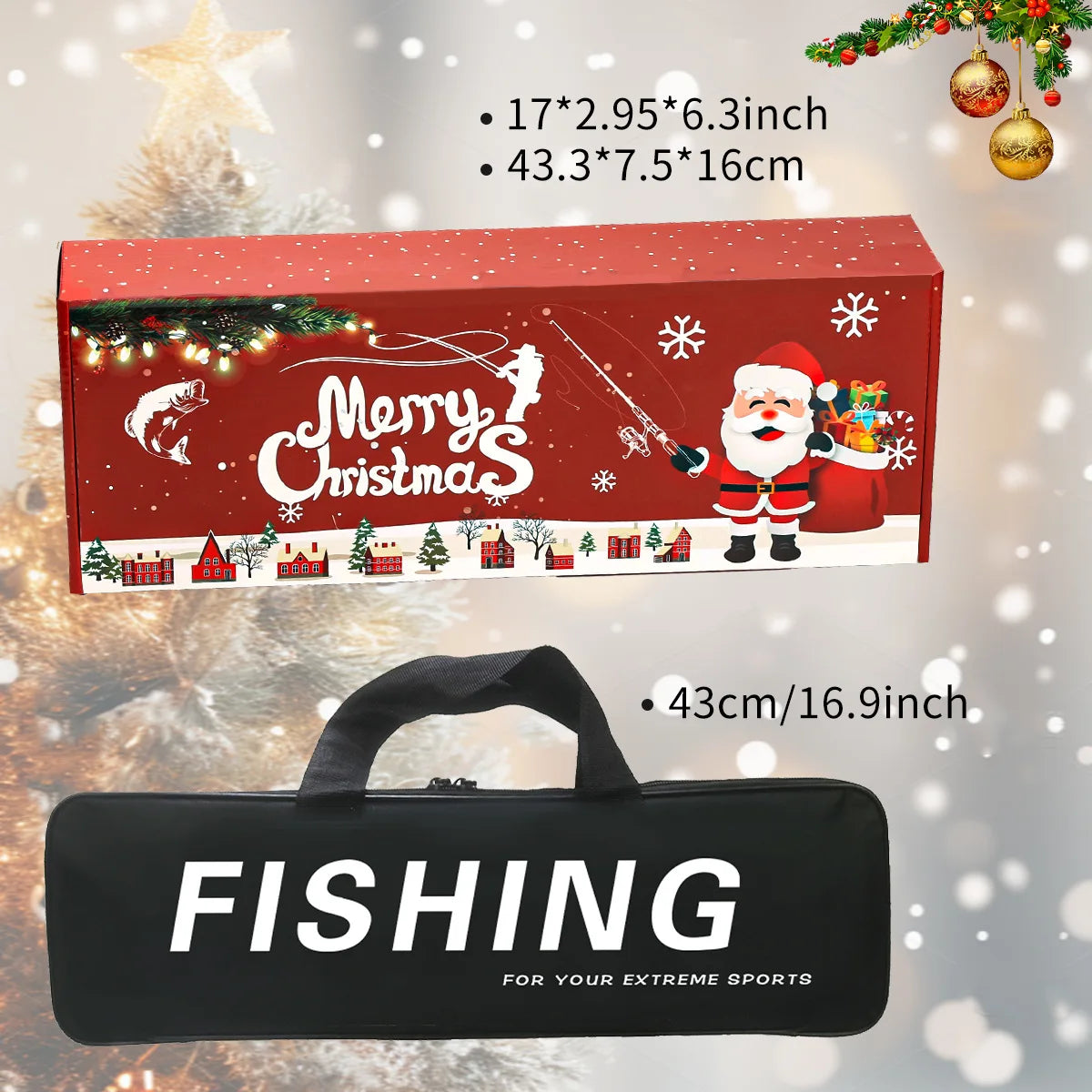 Christmas Fishing Rod and Reel Combo Lightweight Casting Tackle Set