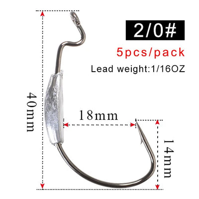 Wide Super Lock Hooks for Worm and Jig Fishing