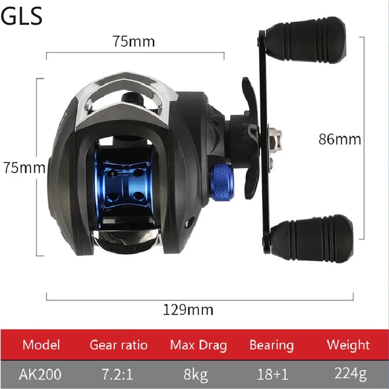 Colorful Baitcasting Reel with Metal Spool and High Drag
