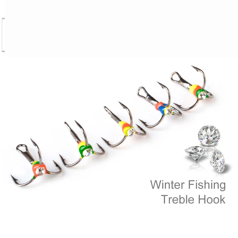 Diamond Eye Treble Hooks for Winter Fishing