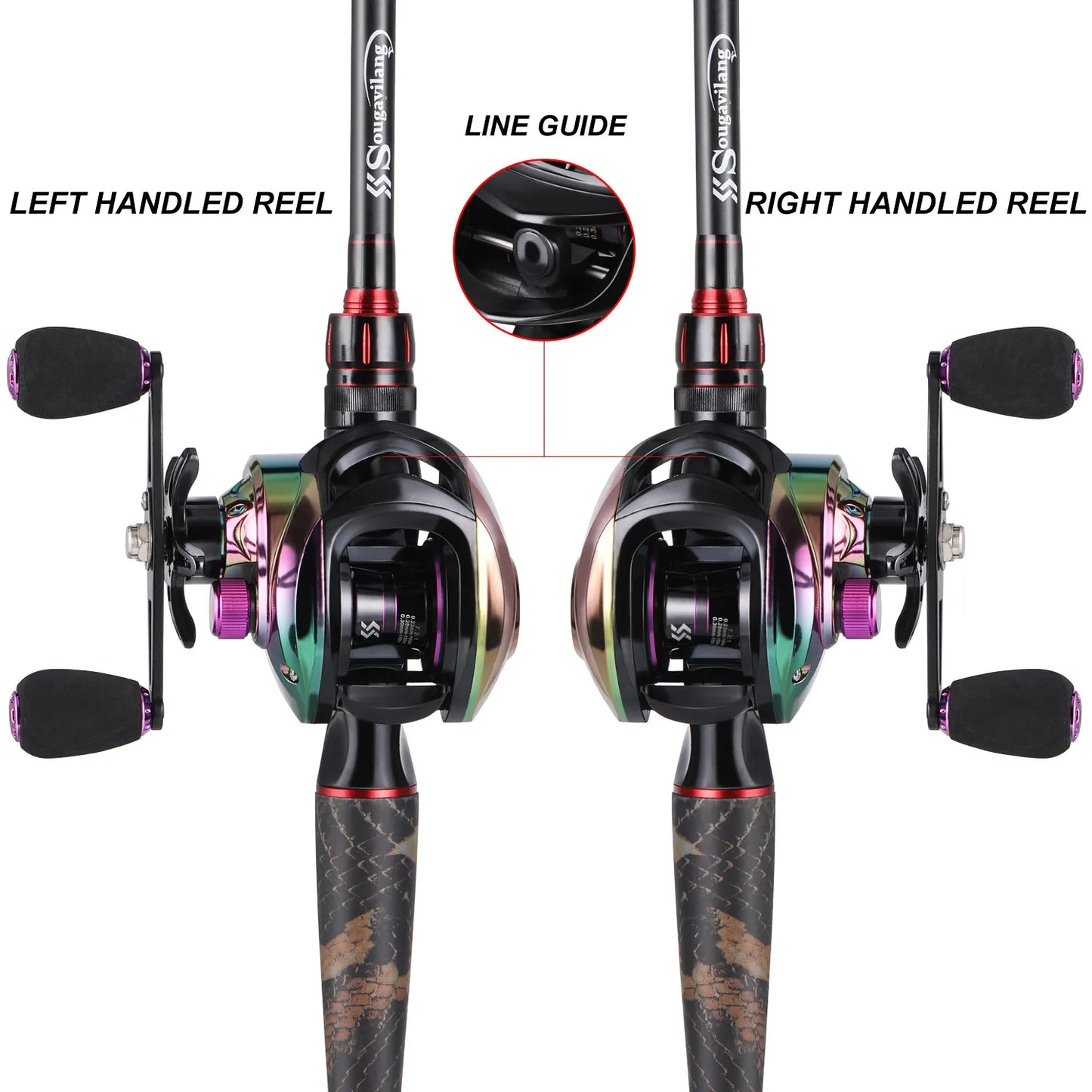Sougayilang Fishing Set 1.98m Carbon Fiber Casting Rod and 19+1BB Baitcasting Reel Max Drag 15kg All for Fishing Tools Pesca