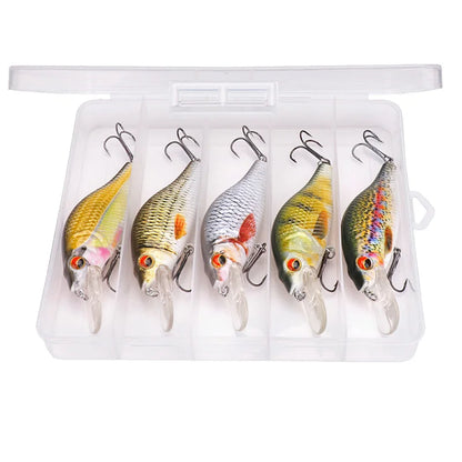 Floating Black Minnow Lure Set with Tackle Box
