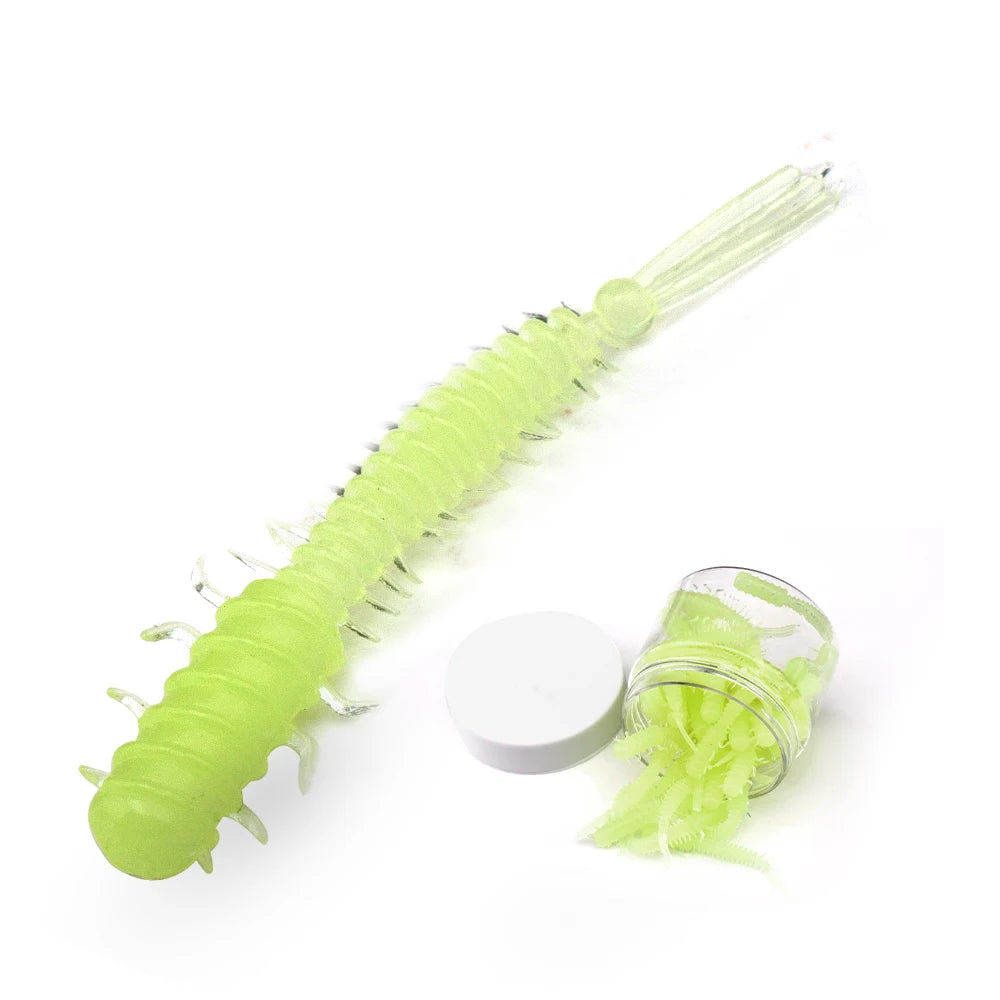 Soft Worm Silicone Bait Set with Portable Bottle