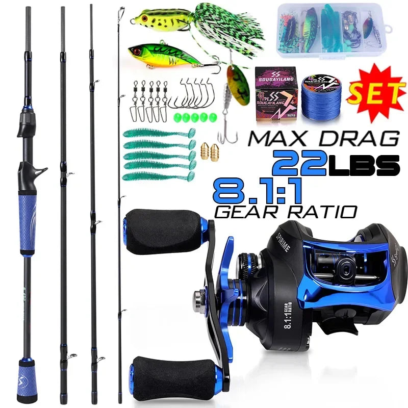 Casting Rod and High Speed Baitcasting Reel Set