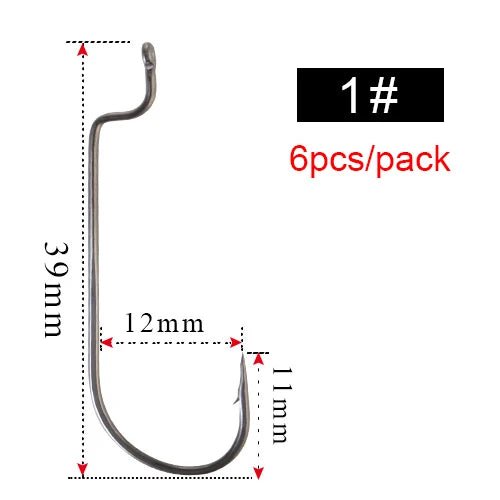 Offset Barbed Carp Hooks for Soft Worm Baits