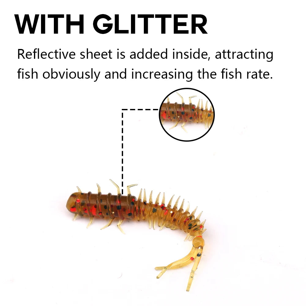 Soft Worm Silicone Bait Set with Portable Bottle
