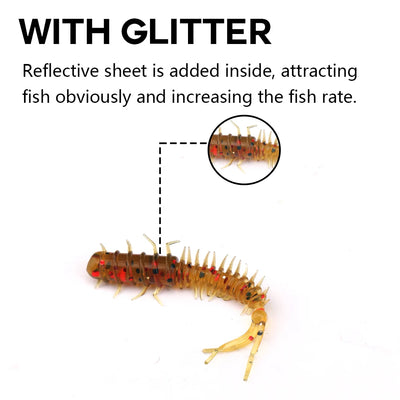 Soft Worm Silicone Bait Set with Portable Bottle