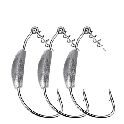 Weighted Offset Crank Hooks for Soft Bait Rigs