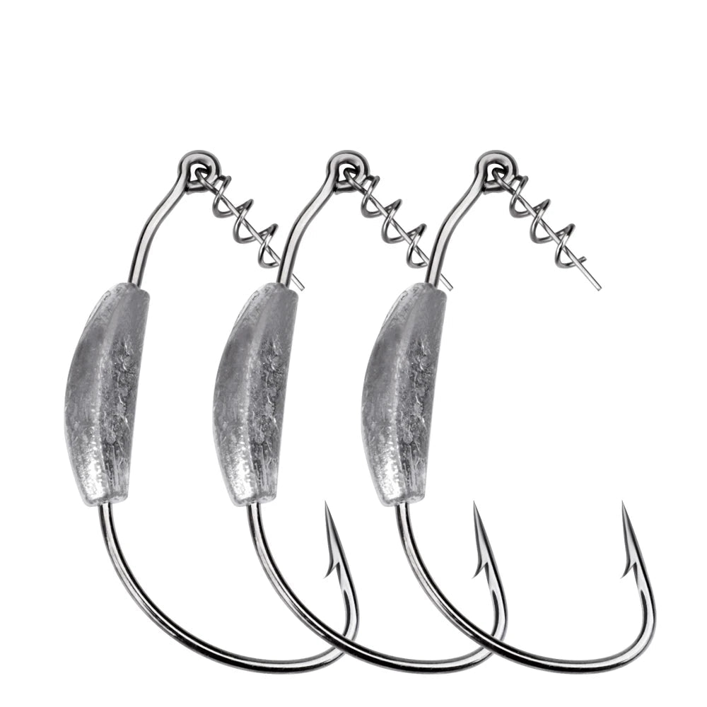 Weighted Offset Crank Hooks for Soft Bait Rigs