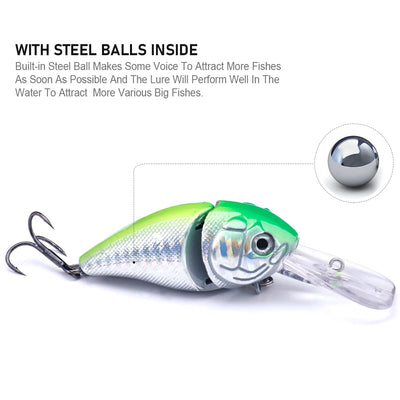 Swim Crankbait with 3D Eyes for Bass and Pike