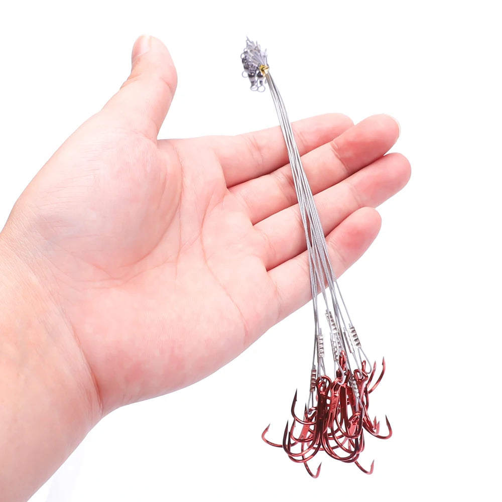 Steel Treble Hooks with Wire for Carp and Bass