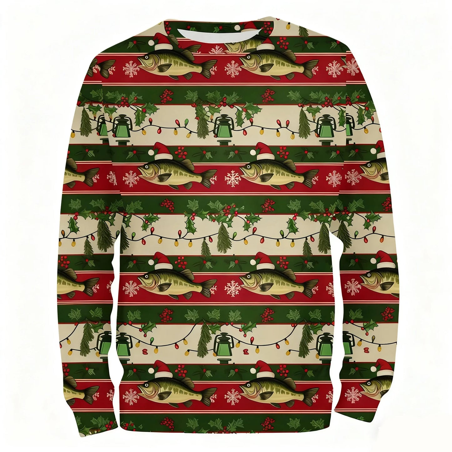 Men's 3D Christmas Fish Print Long-Sleeve Fishing Shirt - view 4