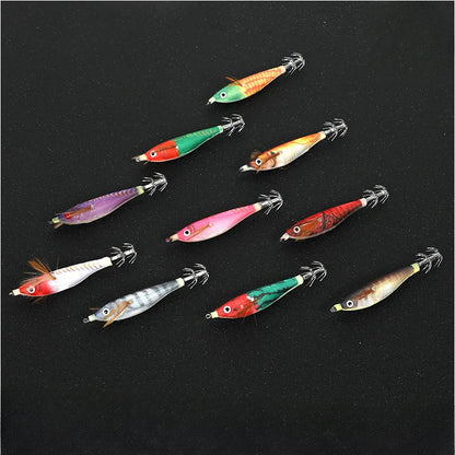 Wood Shrimp Squid Lure Set with Luminous Beads