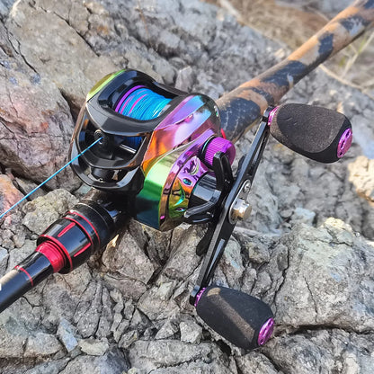 Sougayilang Fishing Set 1.98m Carbon Fiber Casting Rod and 19+1BB Baitcasting Reel Max Drag 15kg All for Fishing Tools Pesca