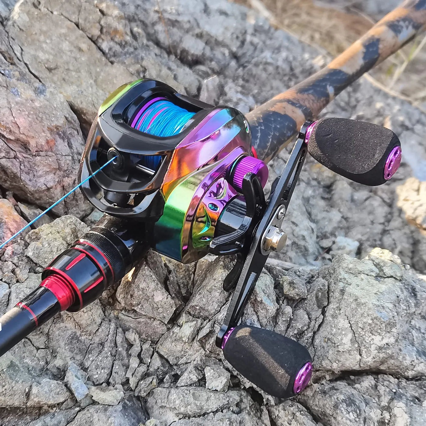 Sougayilang Fishing Set 1.98m Carbon Fiber Casting Rod and 19+1BB Baitcasting Reel Max Drag 15kg All for Fishing Tools Pesca