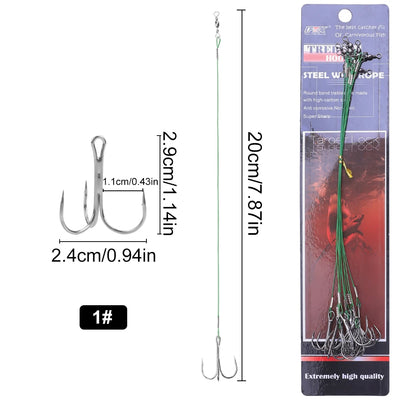 Steel Treble Hooks with Wire for Carp and Bass