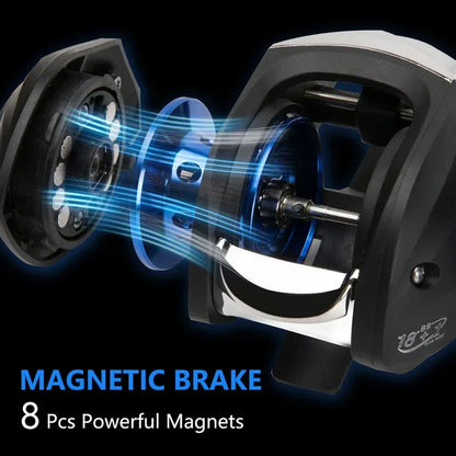 Magnetic Brake Baitcasting Reel with Max Drag Control