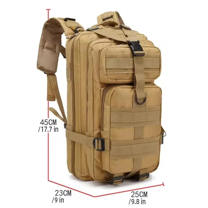 Fishing Tactical Backpack - Camouflage Nylon 3P for Hiking & Travel