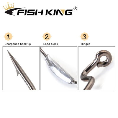 Wide Super Lock Hooks for Worm and Jig Fishing