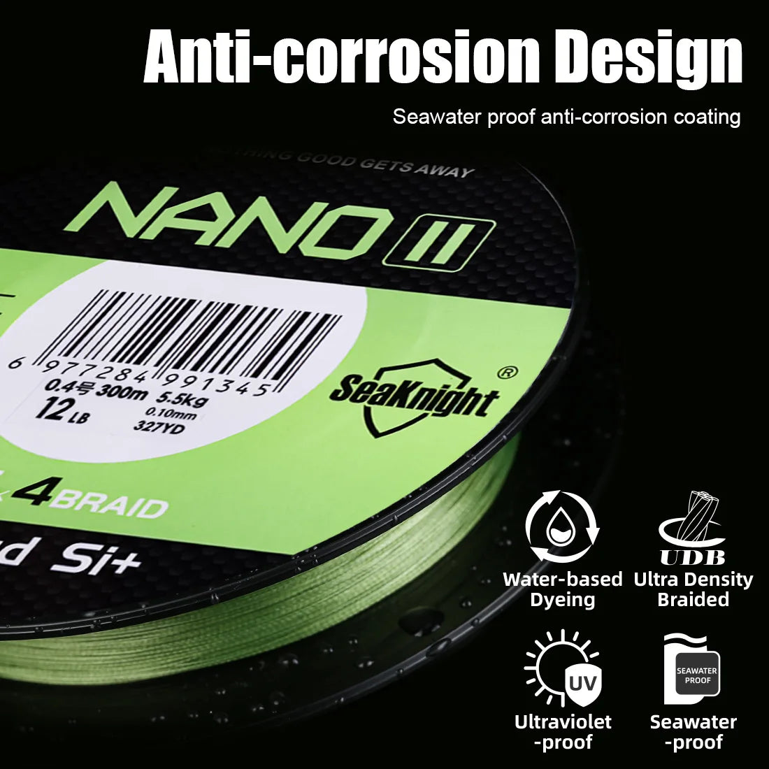 NANO II Braided Fishing Line Waterproof UV Coated Multifilament