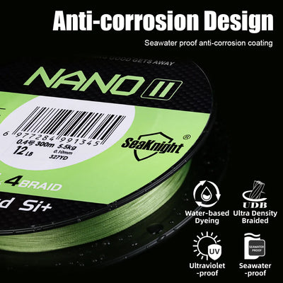 NANO II Braided Fishing Line Waterproof UV Coated Multifilament