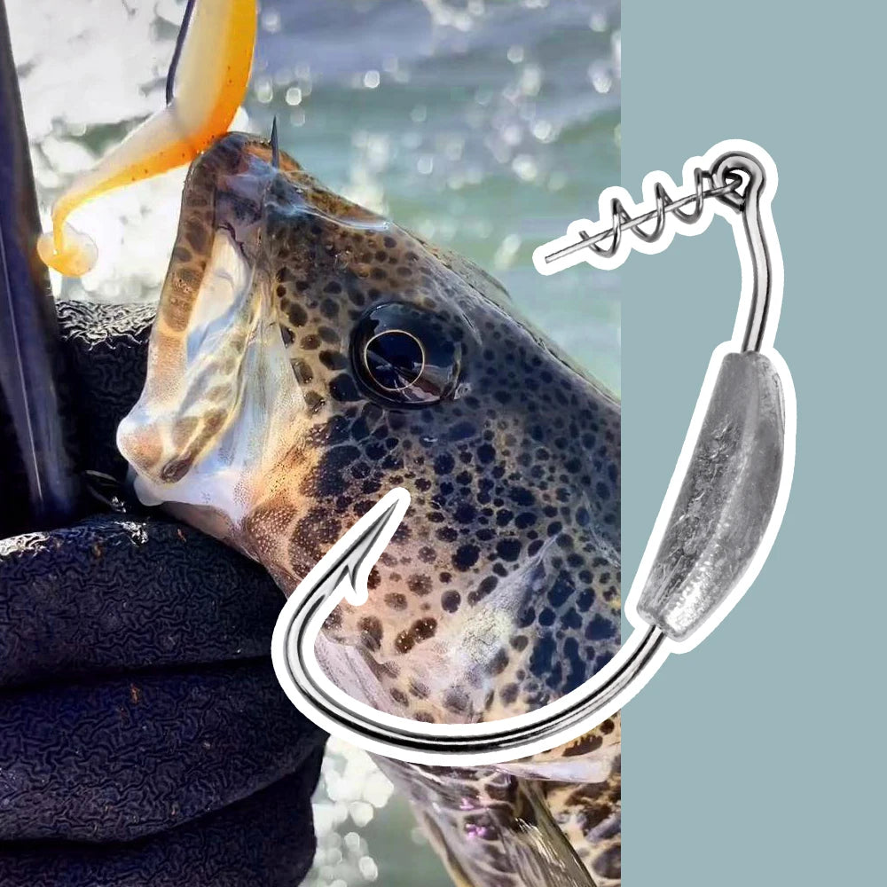 Weighted Offset Crank Hooks for Soft Bait Rigs