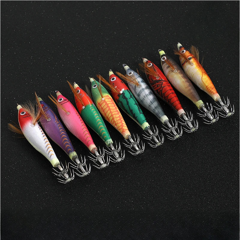 Wood Shrimp Squid Lure Set with Luminous Beads