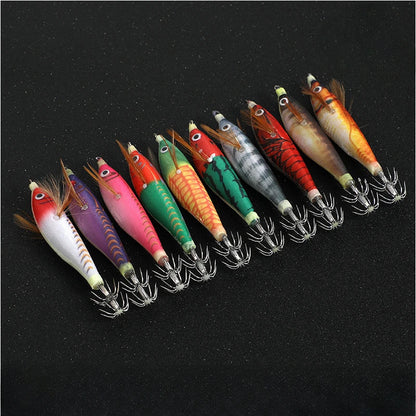 Wood Shrimp Squid Lure Set with Luminous Beads