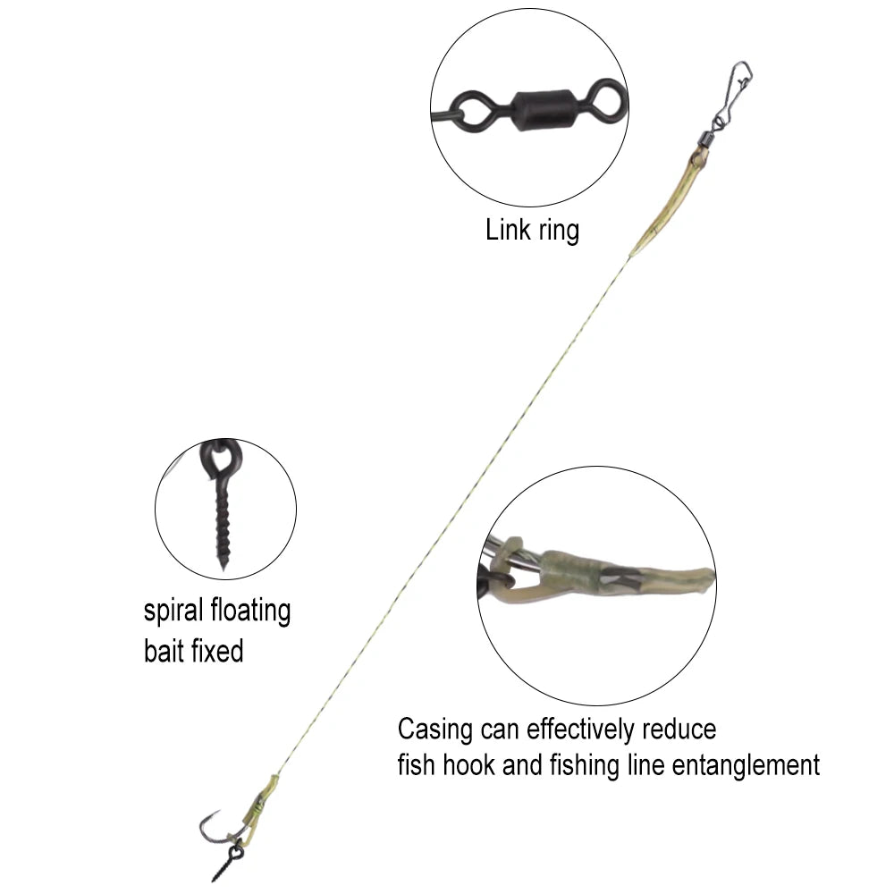 Boilie Hair Rig Hooks with Line for Carp Fishing